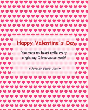 Classic Romance Heart Card - Pink hearts with elegant serif fonts